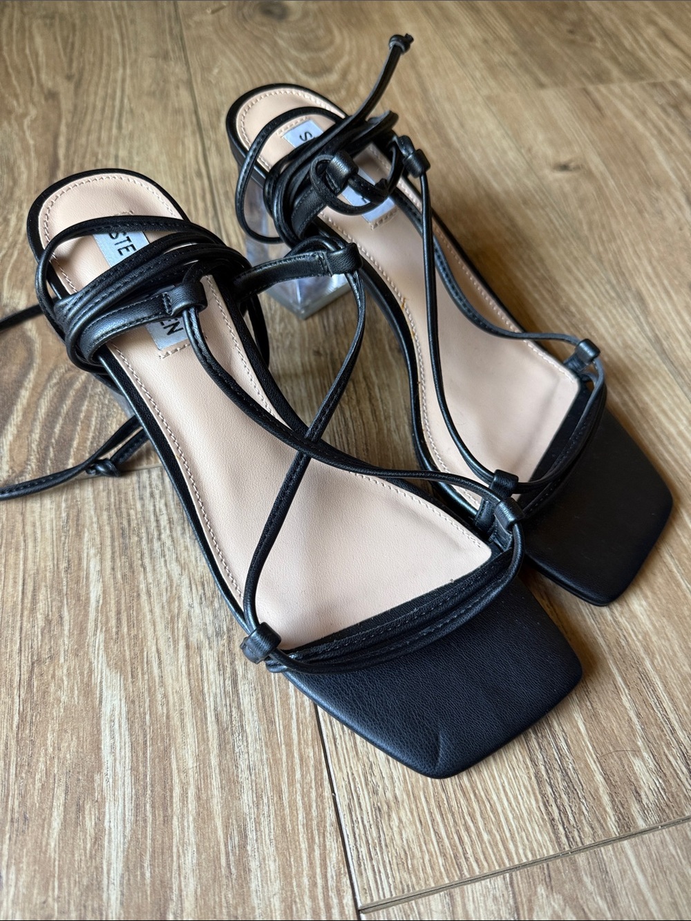 Steve Madden Black Strappy Lace-Up Heeled Sandals